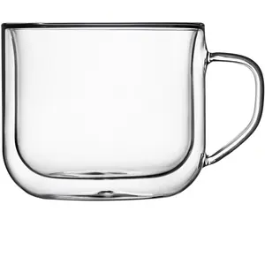 Luigi Bormioli Lot de 2 Tasses à café en Verre double paroi, transparent, 38 cl