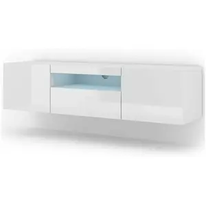 Meuble TV - BB LOISIR - Aura - 150 cm - Blanc brillant - Universel sus... pas cher