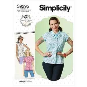 Patron Simplicity 9295 - Chemise ajustée avec variations de cols et ma...