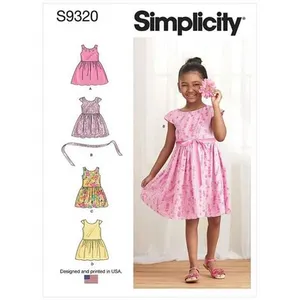 Patron Simplicity 9320 - Robe Enfant froncée sous la taille de 2 à 8 a... pas cher