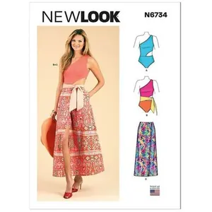 Patron New Look 6734 - Maillot de bain et jupe portefeuille du 36 au 4...