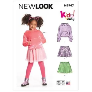 GENERIQUE Patron New Look 6747 - Sweat à capuche et jupe du 98 à 128 (FR)(...) -