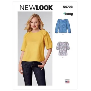 Patron New Look 6708 - Top Femme avec manches raglan, froncé à la cout...