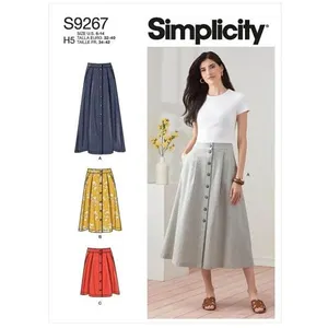 Patron Simplicity 9267 - Jupe évasée, boutonnage devant du 34 au 52 (F... pas cher