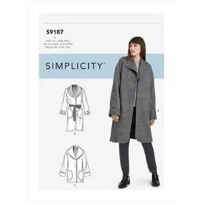 Patron Simplicity 9187 - Veste et Manteau ample, col large et ceinture...