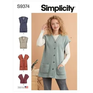GENERIQUE Patron Simplicity 9374 - Gilets en tricot pour femme du 32 au 54 FR(...) -