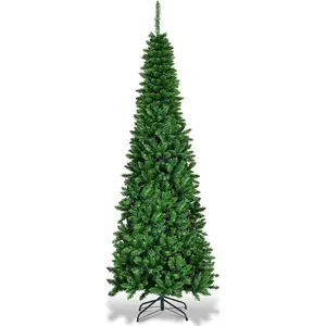 Northix Sapin de Noël artificiel étroit de 200 cm avec LED blanc chaud, vert pas cher