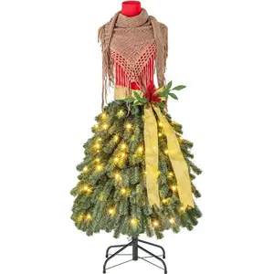 B2X Sapin de Noël artificiel au look mannequin de tailleur avec écharp... pas cher