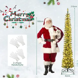 B2X Arbre de Noël artificiel avec lumières LED, arbre de Noël fin, ill... pas cher