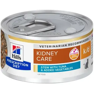 24x82g Hill’s Prescription Diet Feline k/d au thon et aux légumes, nourriture humide pour chats