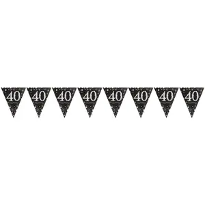 Amscan Noir étincelant 40e anniversaire Bunting pas cher