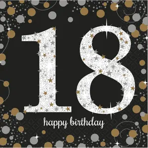 Comparateur de prix : Amscan Noir et or 18e anniversaire serviettes