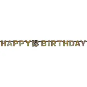 Comparateur de prix : Amscan Guirlande Lettres - Foil Happy Birthday 18 Sparkling Celebration Silver & Dorée - 213 x 16.2 cm