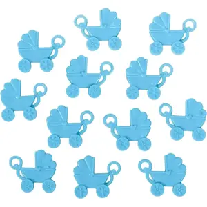 Amscan 12 poussettes bleues en plastique 4x3,5cm pas cher