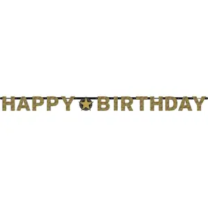 Comparateur de prix : Amscan Guirlande Lettres - Foil Happy Birthday Sparkling Celebrations Dorée - 213 x 16.2 cm