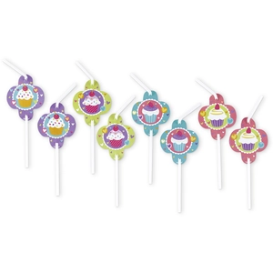 Amscan 8 Pailles Flexibles Cupcake pas cher