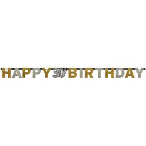 Comparateur de prix : Amscan Guirlande Lettres - Foil Happy Birthday 30 Sparkling Celebration Dorée - 213 x 16.2 cm
