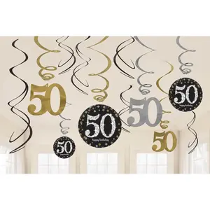 Amscan swirlsling 50 ans 45 cm 12 pièces pas cher