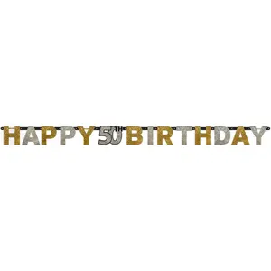 Comparateur de prix : Amscan Guirlande Lettres - Foil Happy Birthday 50 Sparkling Celebration Dorée - 213 x 16.2 cm