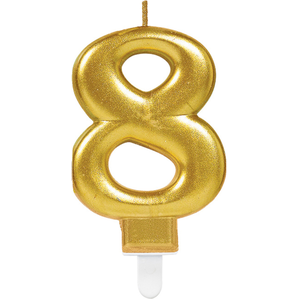Comparateur de prix : amscan Sparkling Celebrations bougie de gâteau-d`or-9,3 cm-1 pcs. -Chiffre 8, 10023032