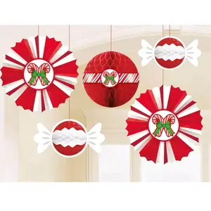 Amscan Peppermint Honeycomb & Fan Decoration Packs /5 pas cher