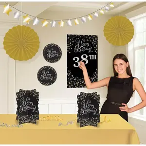 Comparateur de prix : Amscan Kit Decoration en papier métallisé - Sparkling Gold Celebrations à personnaliser - 8 Pieces