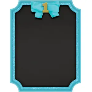 amscan 10022783 Tableau noir bleu 17,7 cm x 22,8 cm, chevalet en MDF pour 1er anniversaire