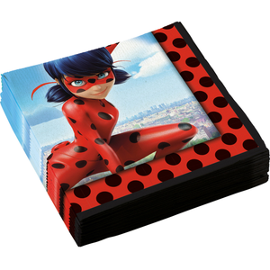 Comparateur de prix : Amscan Serviettes en papier - Miraculous - Lot de 20 - 33x33 cm - Rouge - Multicolore - Enfants