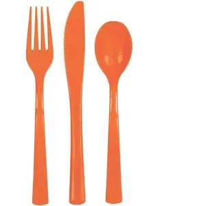 Comparateur de prix : Unique Party 39500-Lot de Couverts en Plastique pour 6 Invités-Orange-18 Pièces, 39500, Orange