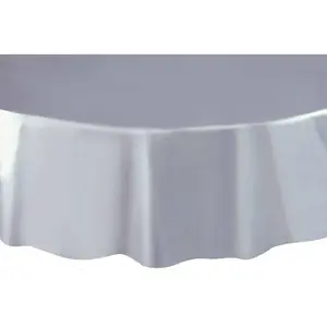 Unique Nappe plastique ronde argent - 210 cm - Synthétique - Rectangulaire pas cher