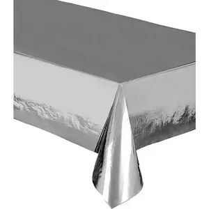 Unique Party 50410 - Nappe en Plastique - 2,74 x 1,37 m - Couleur Argent Métallique