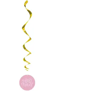 3 Suspensions Roses & Dorées- Baby Shower Fille pas cher
