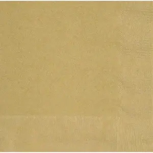 Comparateur de prix : Sachet de 20 Petites serviettes en papier Or Mat 25 x 25 cm