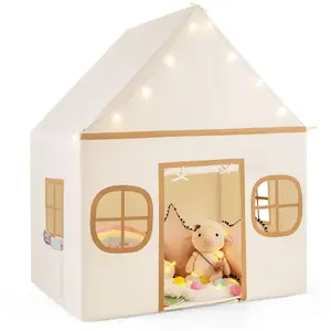 COSTWAY Costway Tente De Jeux Enfant Avec 4 Fenêtres Et Guirlandes Lum...Vendu parcdiscount