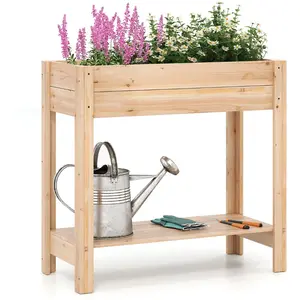 CostwayJardinière Surélevée en Bois avec Pieds Lit de Jardin avec Étag... pas cher