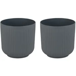 CostwayLot de 2 Jardinières Rondes en Plastique 32cm à Rayures avec Sy... pas cher