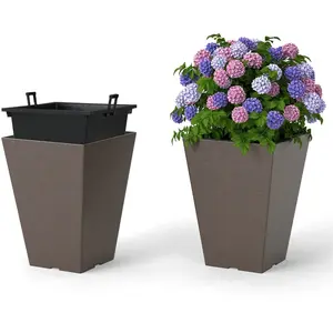 CostwayLot de 2 Jardinières Carrées en Forme de Cône 35CM avec Système... pas cher