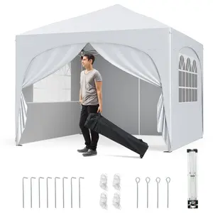 CostwayTonnelle de Jardin 3x3M avec 4 Parois Latérales Amovibles Tente... pas cher