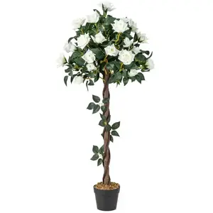 COSTWAY Arbre à Fleurs Artificiel de 120 cm - Fausse Rosier à Fleurs a... pas cher