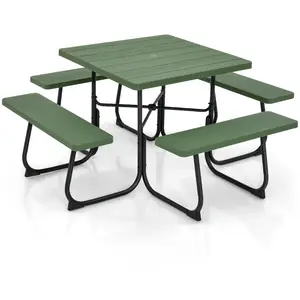 CostwayEnsemble Table de Pique-nique avec 4 Bancs Intégrés Tbale de PI... pas cher