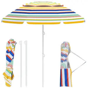 CostwayParasol de Plage de 200 Cm Parasol Portable Extérieur pour Sabl... pas cher