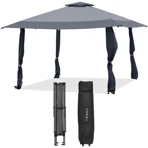 CostwayTonnelle de Jardin Pliante 395 cm x 395 cm Toit à 2 Niveaux Ten... pas cher