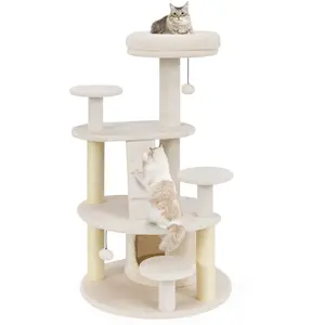 CostwayArbre à Chat Multi-Niveaux avec Condo Perchoir Rembourré Poteau... pas cher