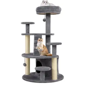 CostwayArbre à Chat Multi-Niveaux avec Condo Perchoir Rembourré Poteau... pas cher
