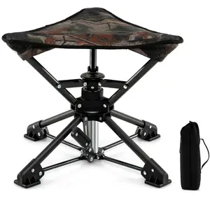 CostwayTabouret de Camping Pliable Chaise de Chasse Pivotante à 360° a... pas cher