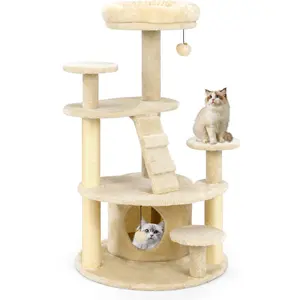 CostwayArbre à Chat Multi-Niveaux avec Condo Perchoir Rembourré Poteau... pas cher