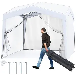 CostwayTonnelle de Jardin Pop-up 302x302cm avec 4 Parois Latérales Ten... pas cher