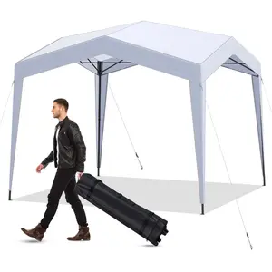 CostwayTente de Canopée Pop-up 302 x 302 cm avec Sac à Roulettes 8 Piq... pas cher