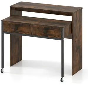 CostwayBureau d'Ordinateur Rétractable Bureau de Rangement Gain de Pla... pas cher