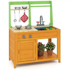 CostwayCuisine de Boue pour Enfants Cuisine de Jeu Extérieure avec Cui... pas cher